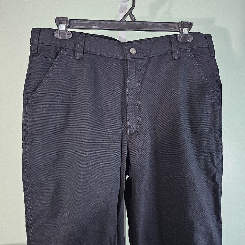Mens Carhartt Rugged Flex Relaxed Fit Canvas Workpant in Black 38x34 - Picture 2 of 9